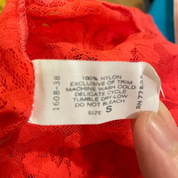Vintage Gaviota Sheer Neon Red Lace Tee - S - Picture 8 of 8